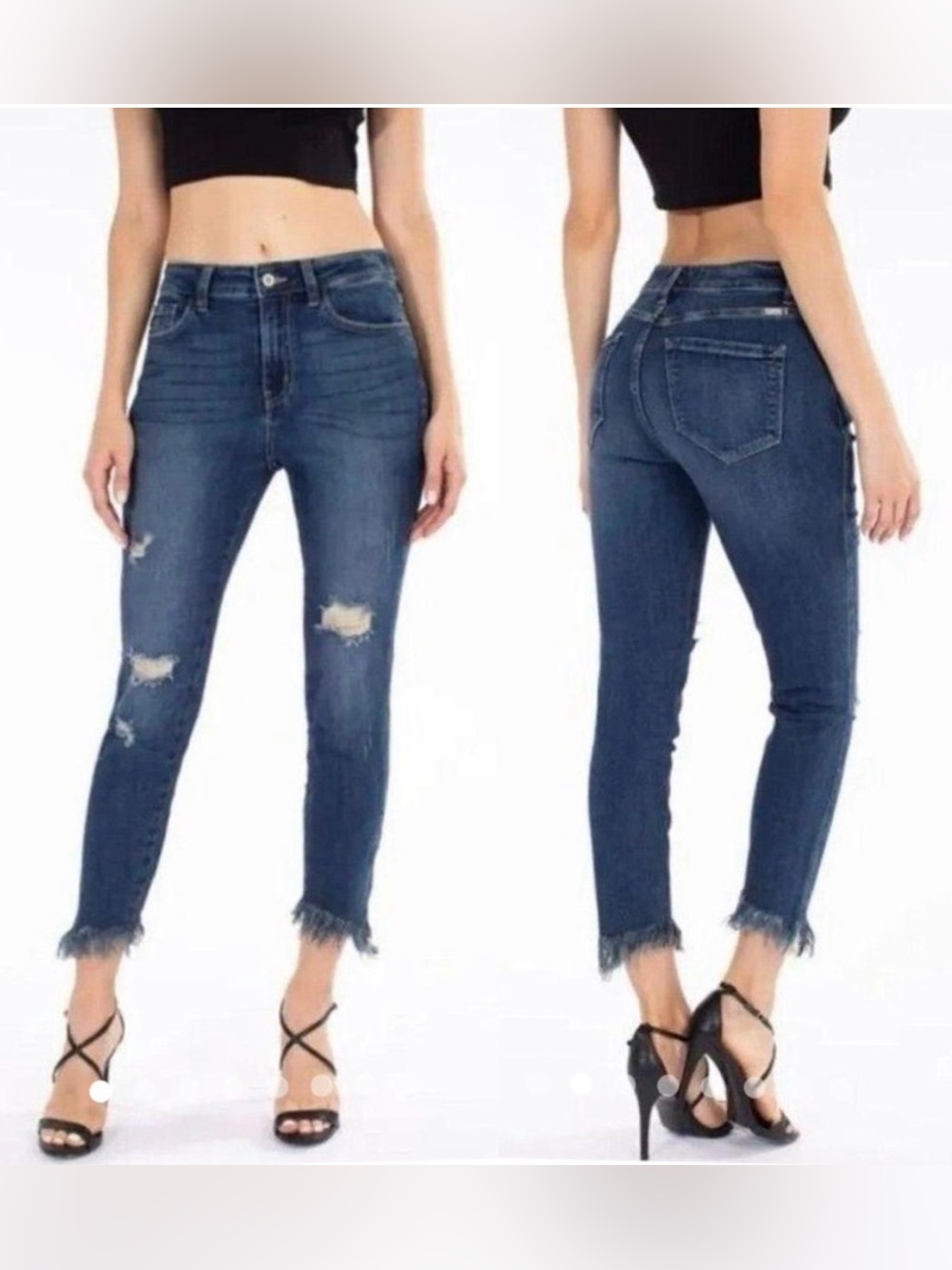 Kancan Destroyed Jeans KC8553D Dark
Distressed Women's size 5/26 frayed hem